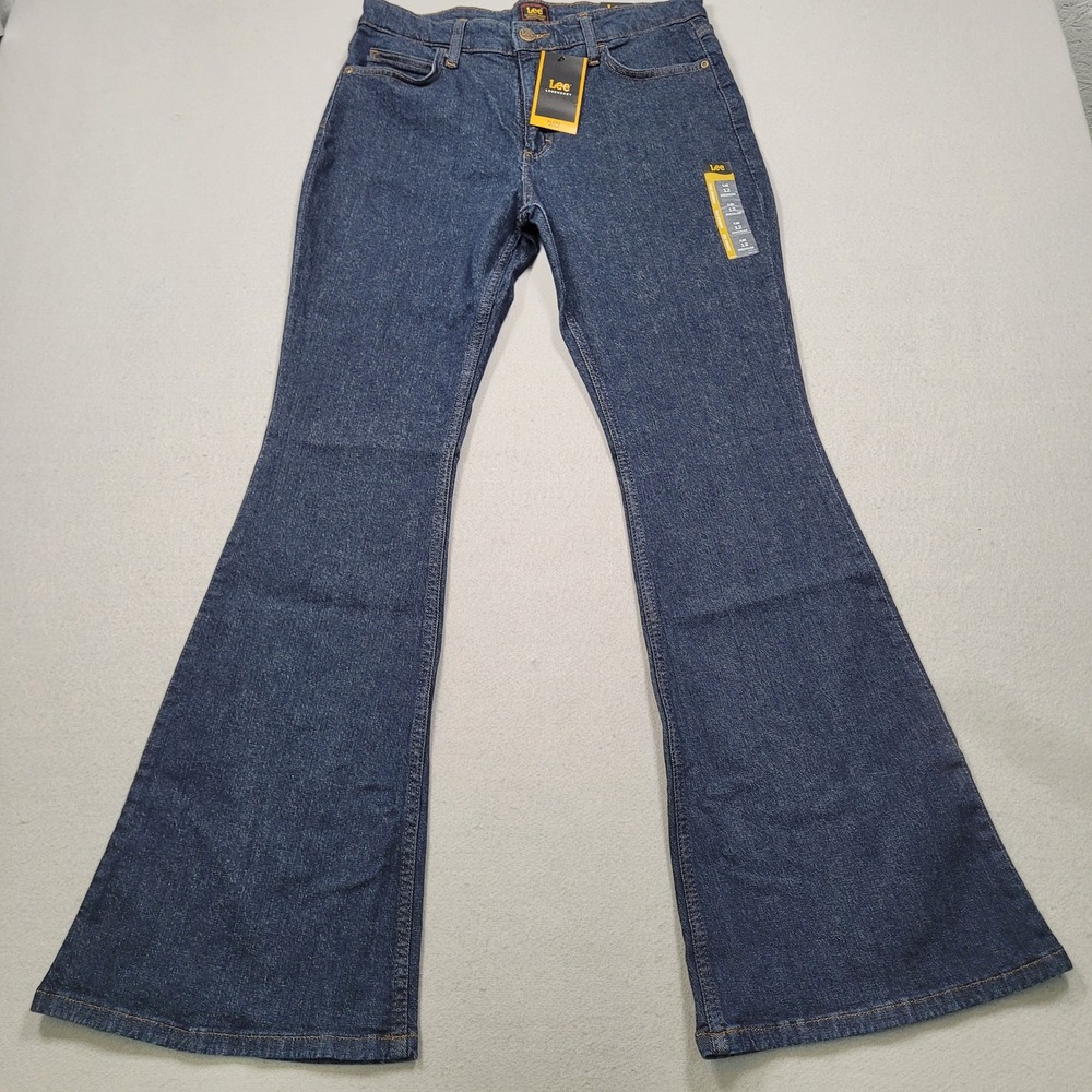 Lee Legendary Flare Jeans Indigo Warrior Blue Denim Womens Size 12 Medium